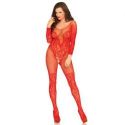 Tuta in pizzo rosso vine lace and net bodystocking TAGLIA UNICA