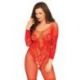 Tuta in pizzo rosso vine lace and net bodystocking TAGLIA UNICA