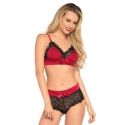 Intimo due pezzi satin spandex bralette string TAGLIA M-L