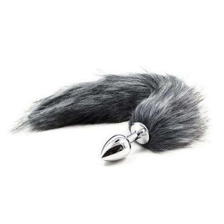 Plug anale con coda Long Fox Tail grigia