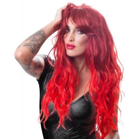 Parrucca rossa Wig red wavy long