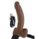 Vibratore strap-on cavo fetish fantasy series 9 vibrating hollow strap on with balls (pelle scura)