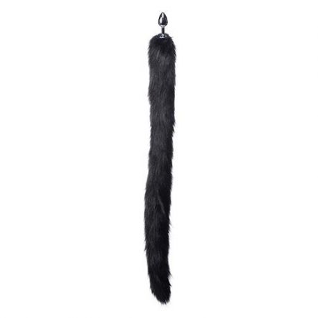 Plug con coda extra long midnight mink tail metal anal plug